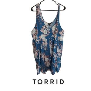 Torrid Blue White & Pink Floral Dress
